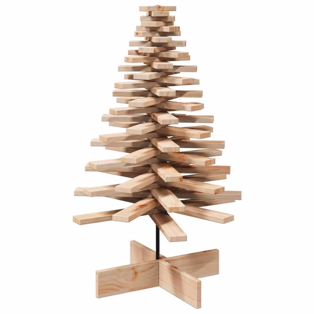 Berkfield Home Rustic Brown Solid Wood Pine Christmas Tree, Height: 100 cm – 2