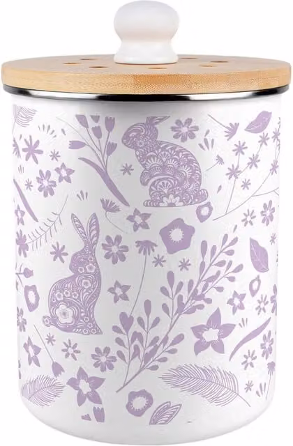 Purely Home Purple Wild Rabbits Metal Kitchen Compost Bin with Flip Lid, 2L