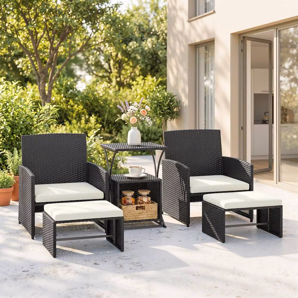 STILVORA 6 Piece Patio Furniture Set with Nesting Tables in Black – 2