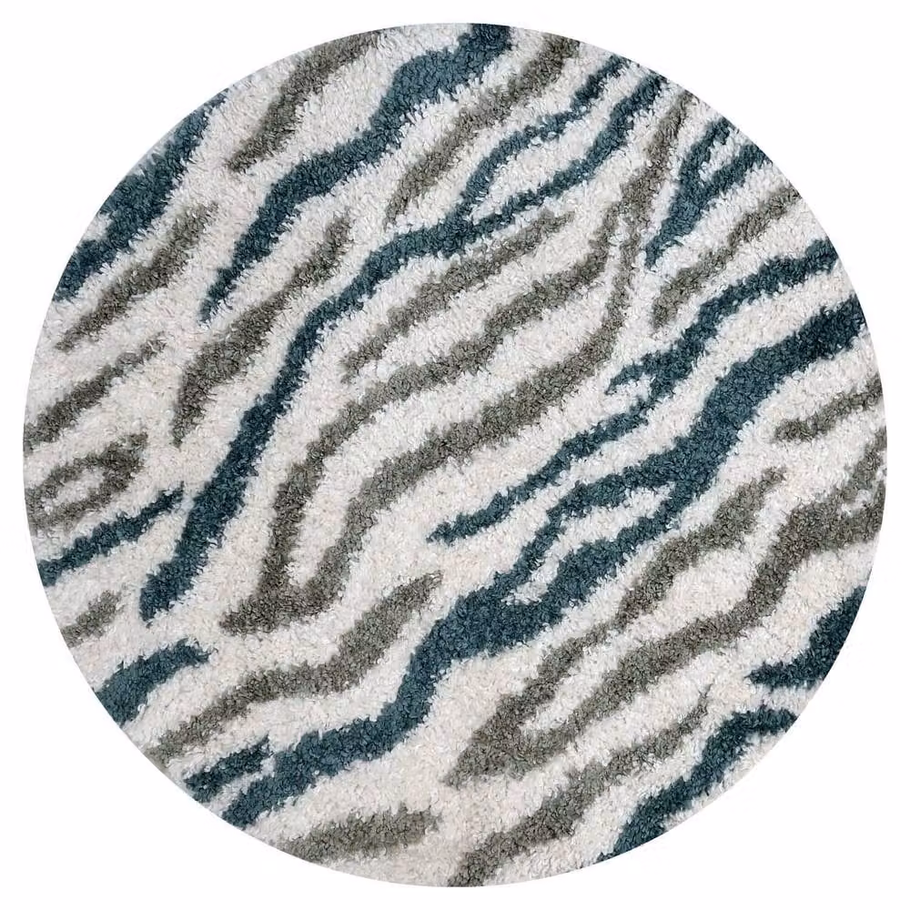THE RUGS Moodi Abstract Design Shaggy Soft High Pile Living Room Rug in Green and Multicolour, W/D/H: 80 x 150 cm – 8
