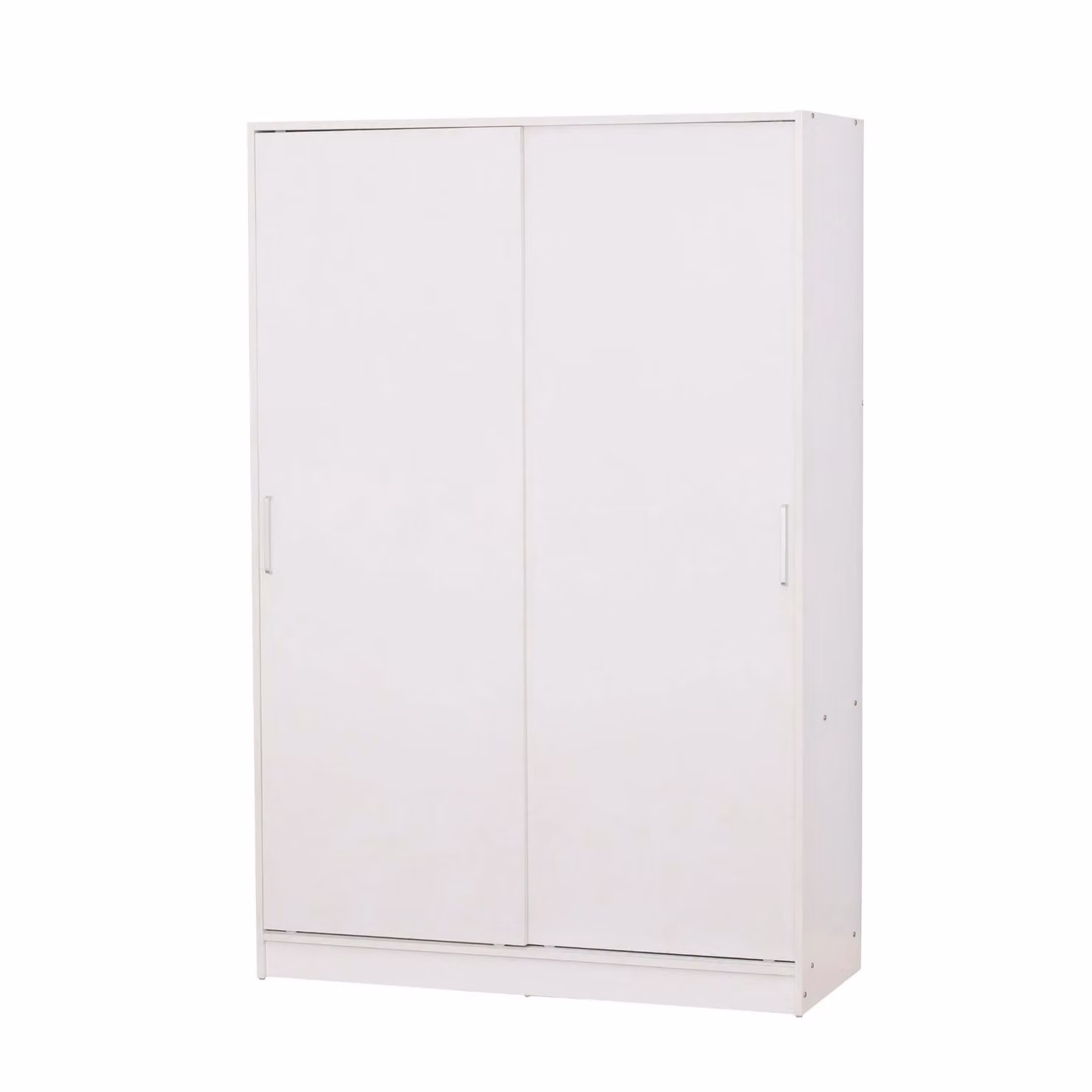 Home Source Raya White Sliding Door Wardrobe with Hanging Rail and Internal Shelves, H 182 x W 120 x D 50 cm – 2