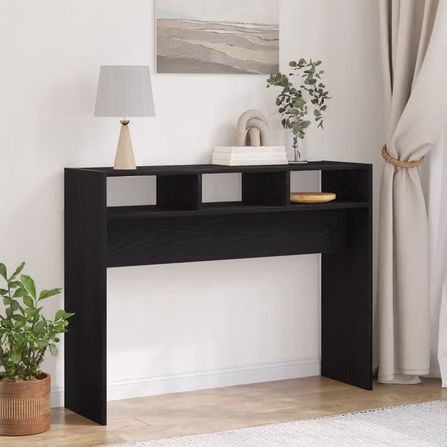 Berkfield Home Console Table in Black Oak, W/D/H: 105 x 30 x 80 cm – 1