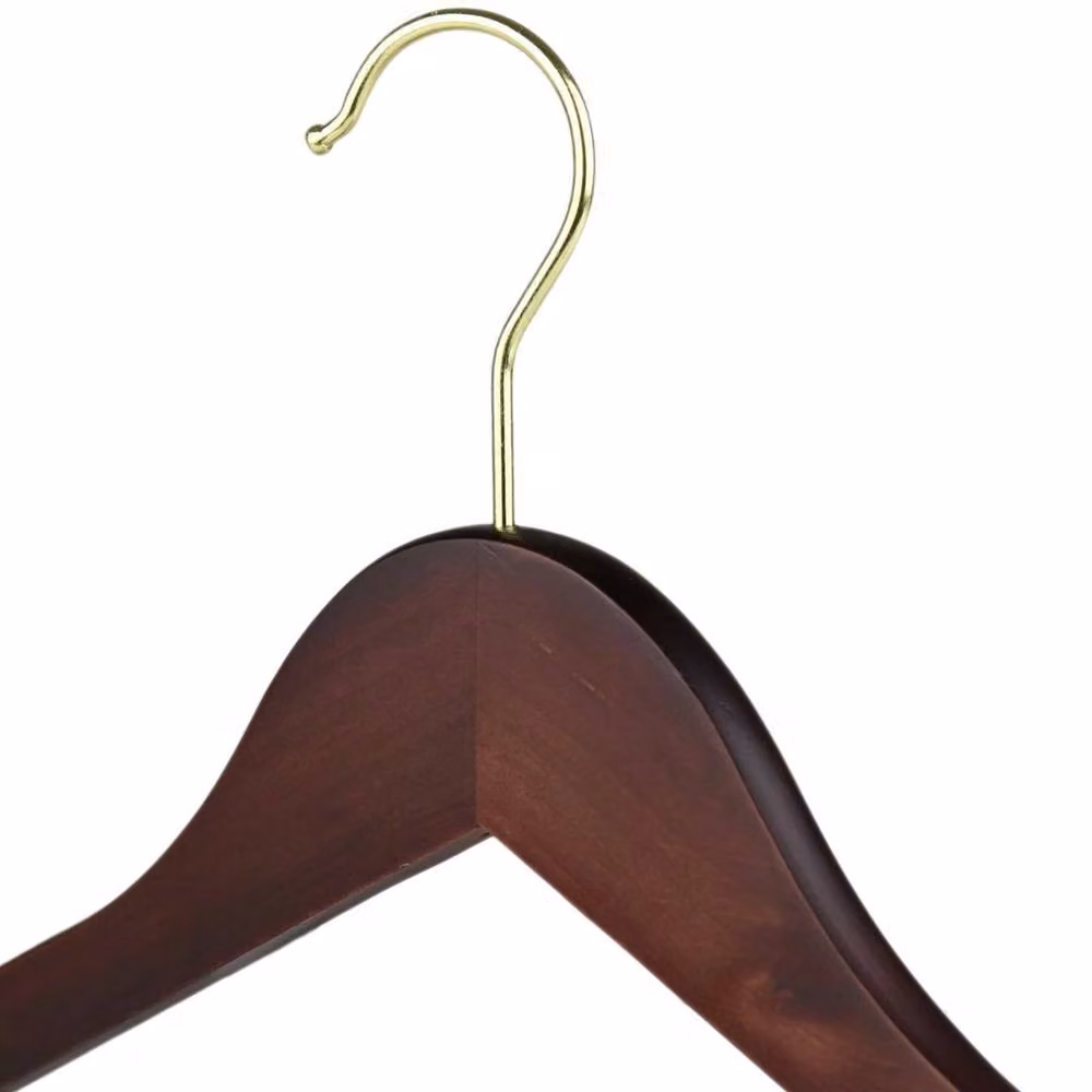 PAWNORA Wooden Flat Coat Clothes Hangers with Notches in Brown – 3