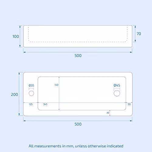 Nes Home Milan Rectangular Resin Basin in White Gloss, W: 50 cm, D: 20 cm – 4