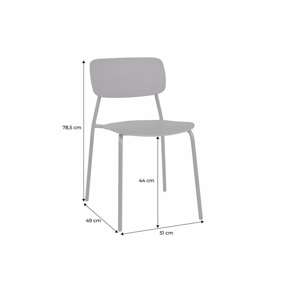 sweeek Set of 4 Stackable Modern Garden Chairs in Anthracite Grey with Powder Coated Steel and Plastic Construction – 2