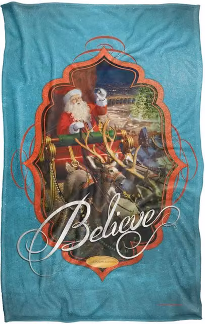 Warner Bros. Polar Express Believe Santa Silky Touch Super Soft Fleece Throw Blanket, Blue, W/D/H: 91 x 147 cm – 5