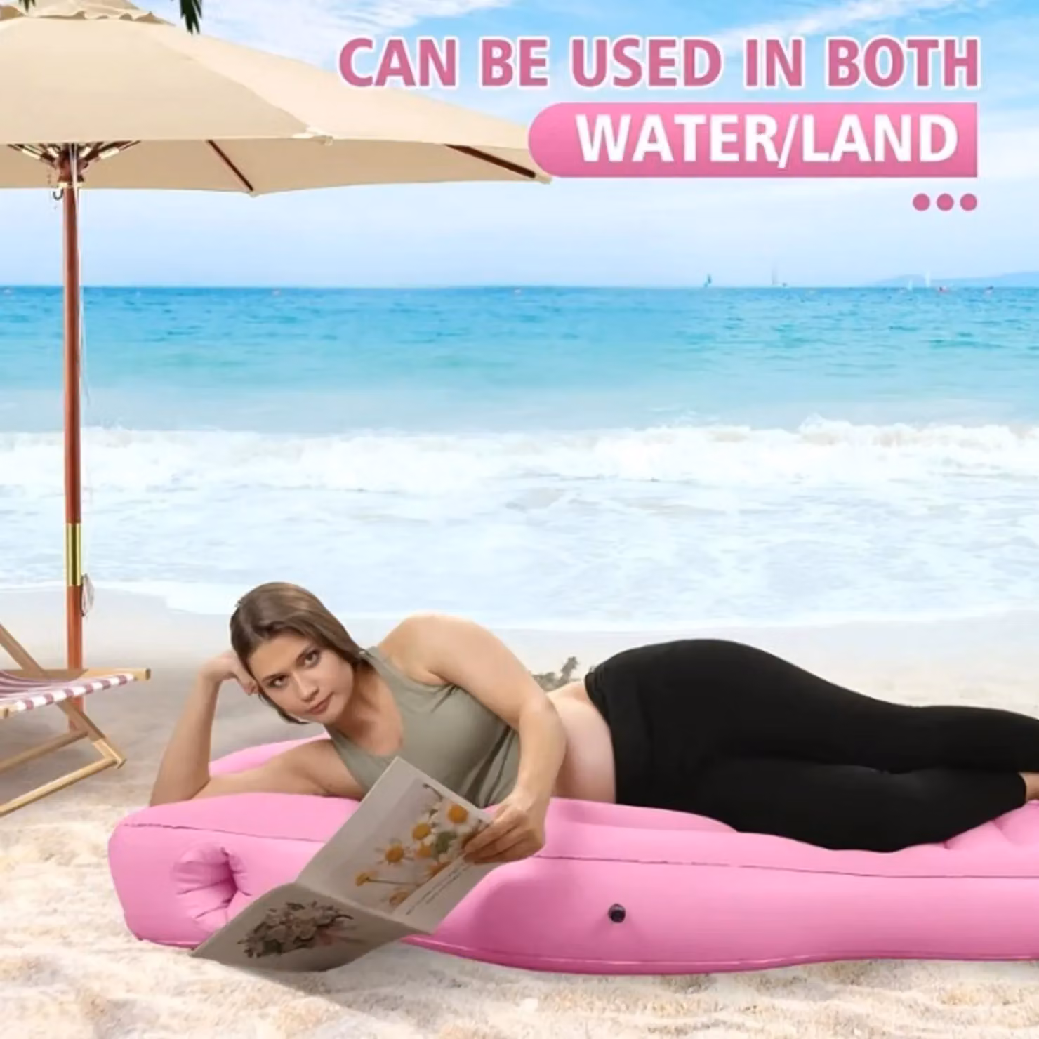 Hinsinc Pink Inflatable Maternity Pillow and Waterproof Foldable Bed Mattress – 2