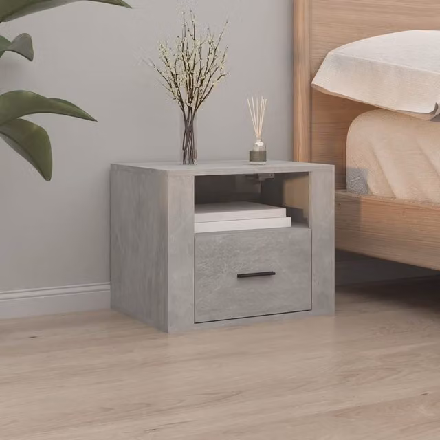 Berkfield Home Wall-mounted Bedside Cabinet in Concrete Grey, W: 50 cm, D: 36 cm, H: 40 cm – 1
