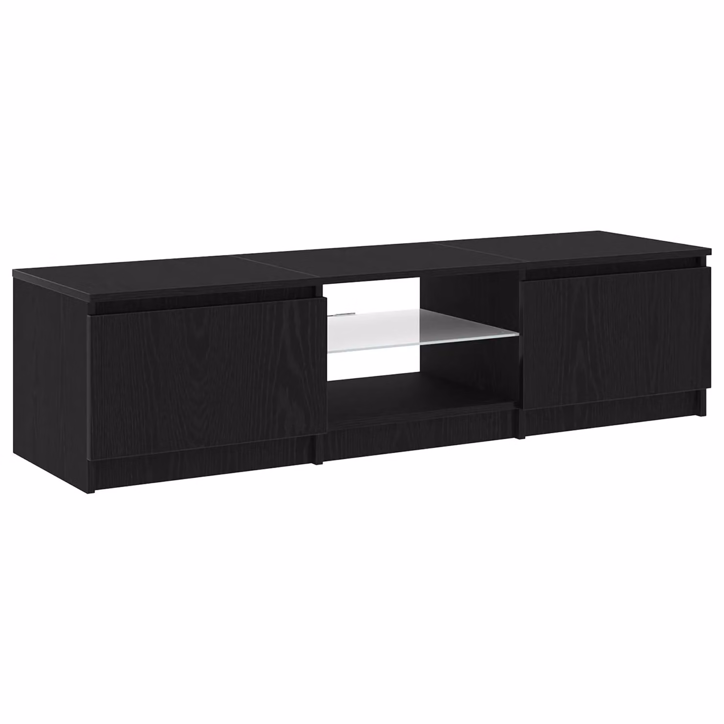 Berkfield Home Modern TV Cabinet with Integrated LED Lights in Black Oak, W/D/H: 140 x 40 x 35.5 cm – 2