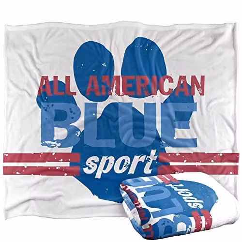 LOGOVISION Blue and White Sporty Fleece Throw Blanket, W/D/H: 152 x 127 cm