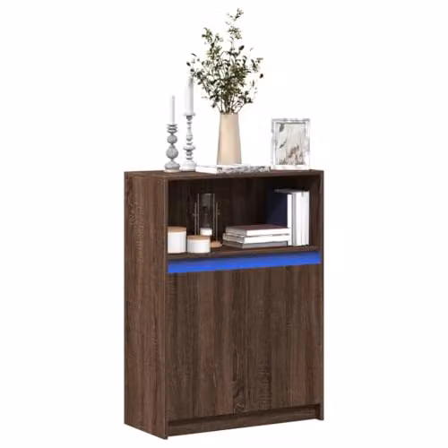 vidaXL Modern Sideboard in Brown Oak with Integrated LED Lighting, W/D/H: 72 x 34 x 100 cm – 2