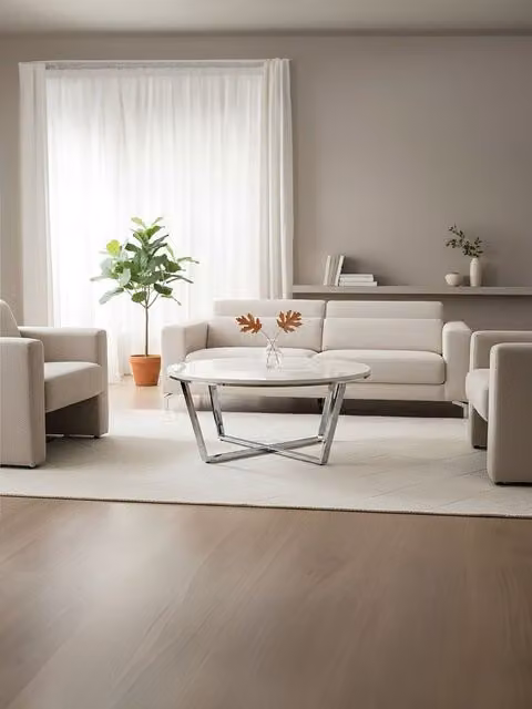 Orsina Round White Faux Marble Coffee Table with Silver Metal Legs – 1