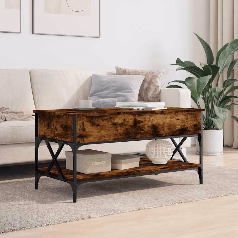 Berkfield Home Smoked Oak Coffee Table in Brown with Lift Mechanism, W/D/H: 100 x 50 x 50 cm – 3