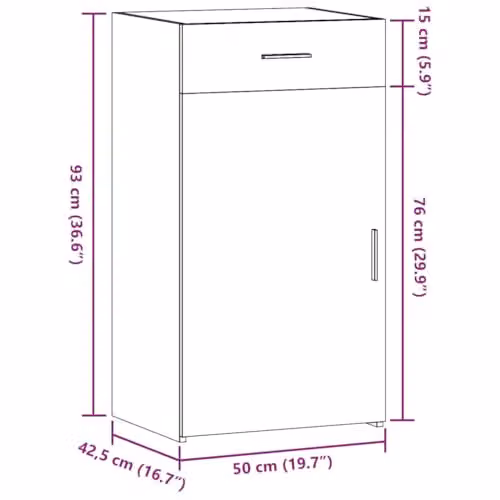 vidaXL Modern Sideboard in Smoked Oak Brown, W/D/H: 50 x 42.5 x 93 cm – 3