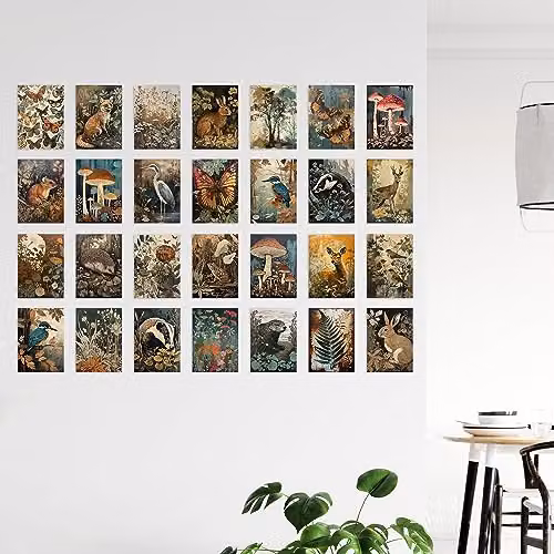 Artery8 50 Piece Earthy Wild Nature Botanical Collage Kit, Multicolour Rustic Aesthetic Wall Art Prints, W: 15 cm, H: 10 cm – 3