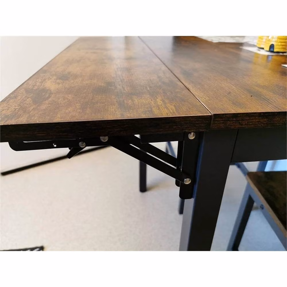 KORVIXA Industrial Drop Leaf Dining Table in Brown – 1