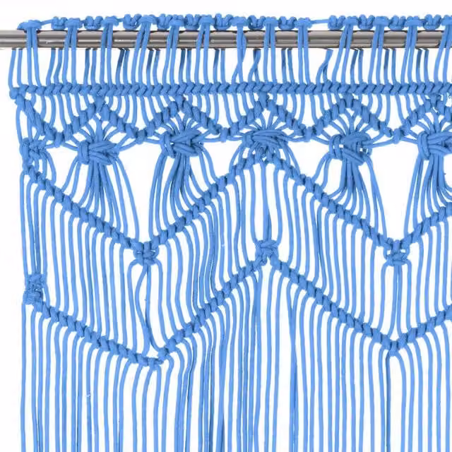 Berkfield Home Blue Macrame Cotton Curtain, W: 140 cm, H: 240 cm
