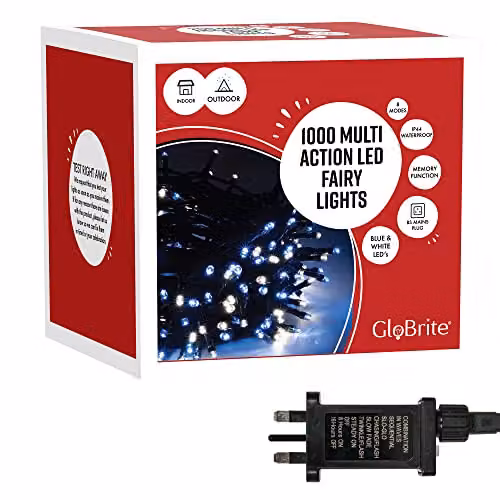 Globrite Blue and White LED String Fairy Lights with Remote Control and Timer, 1000 LED, 100m – 11