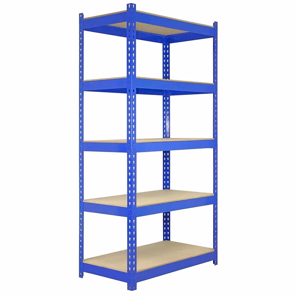 Monstershop Q-Rax Set of 5 Blue Freestanding Industrial Shelving Units, W/D/H: 90 x 50 x 180 cm – 2