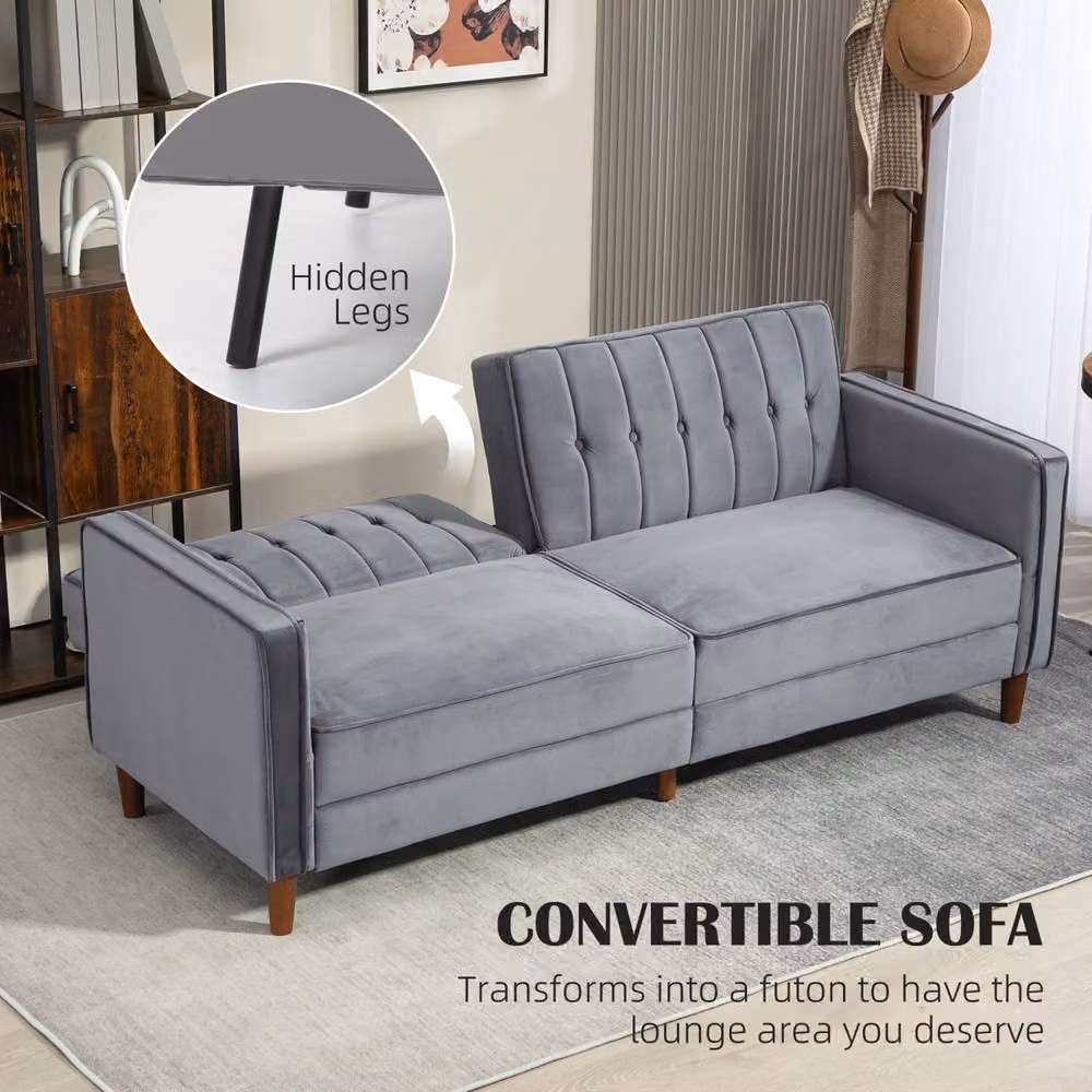 Wyld Haus Toelfa 3 Seater Convertible Sofa Bed in Dark Grey Velvet – 4