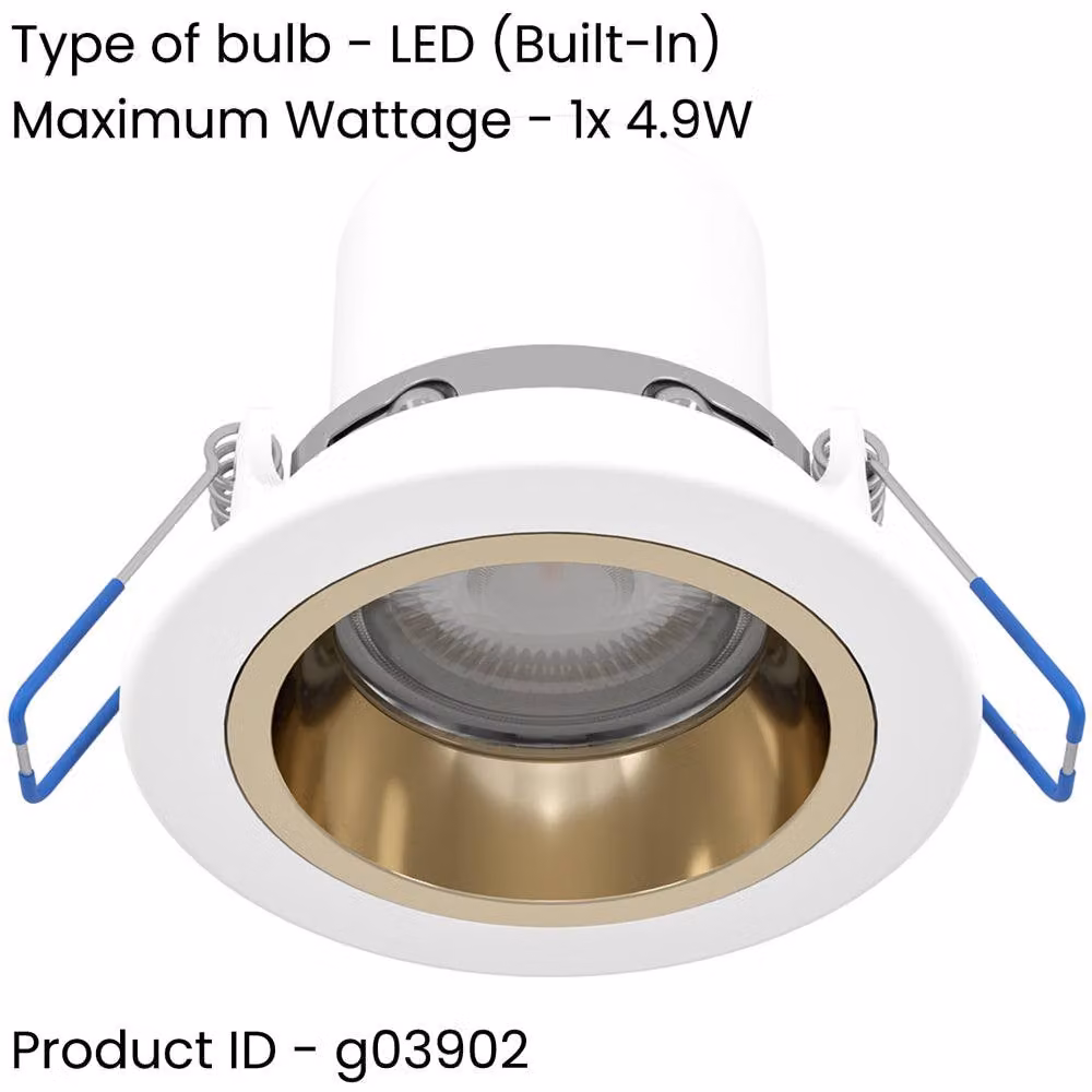 Loops 4 Pack Modern White and Gold LED Indoor Ceiling Spotlights with Bulbs Included – 2