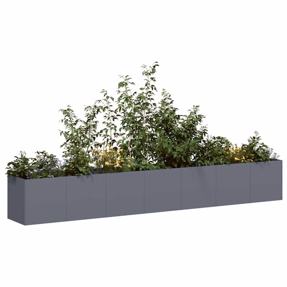 Berkfield Home Anthracite Steel Planter in Dark Grey, W/D/H: 280 x 40 x 40 cm – 2