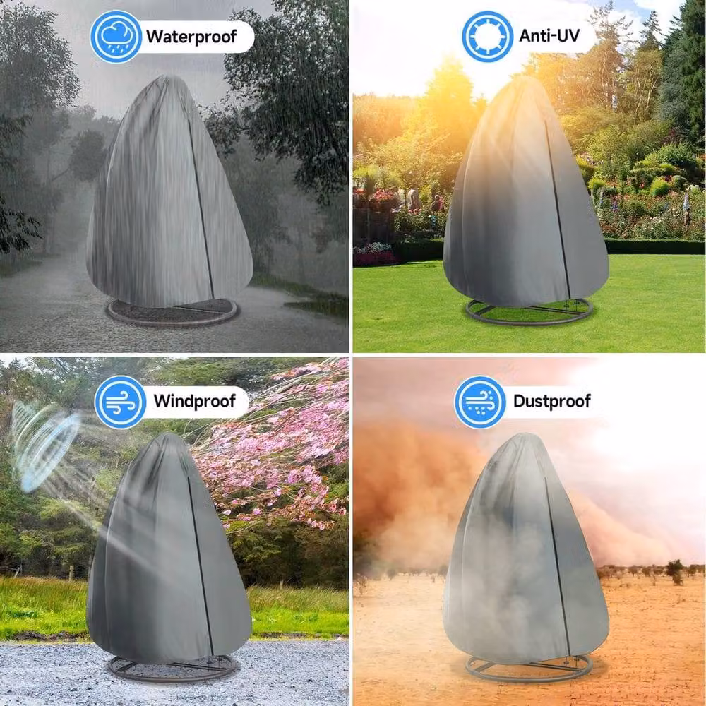 EONLION Waterproof Grey Hanging Swing Egg Chair Cover for Outdoor Armchairs, Diameter: 100 cm – 3