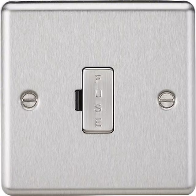 Knightsbridge 13A Fused Spur Unit with Rounded Edges in Brushed Chrome