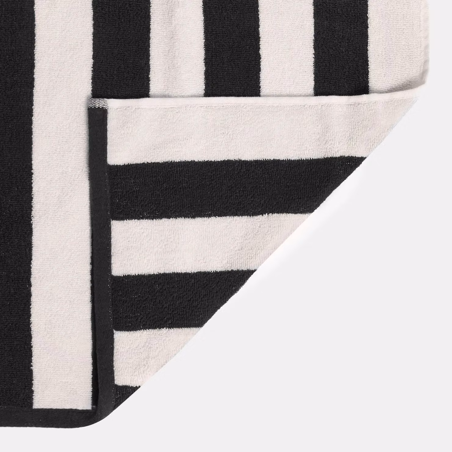 OHS Large Cotton Jacquard Bath Towel, Black and White Striped, W: 70 cm, H: 115 cm – 8