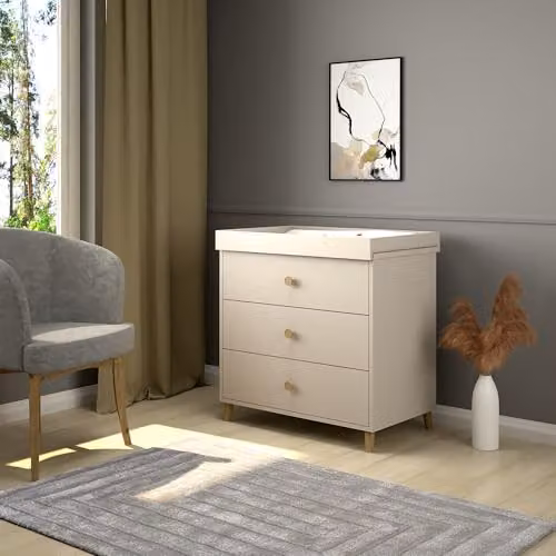 Shefa Kids 890 Cashmere Beige Baby Changing Unit and 3-Drawer Dresser – 2