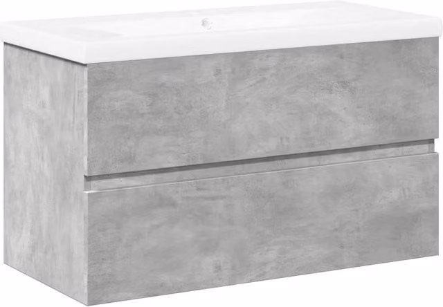 Berkfield Home 2 Piece Modern Wall Mounted Bathroom Furniture Set in Matt Concrete Grey