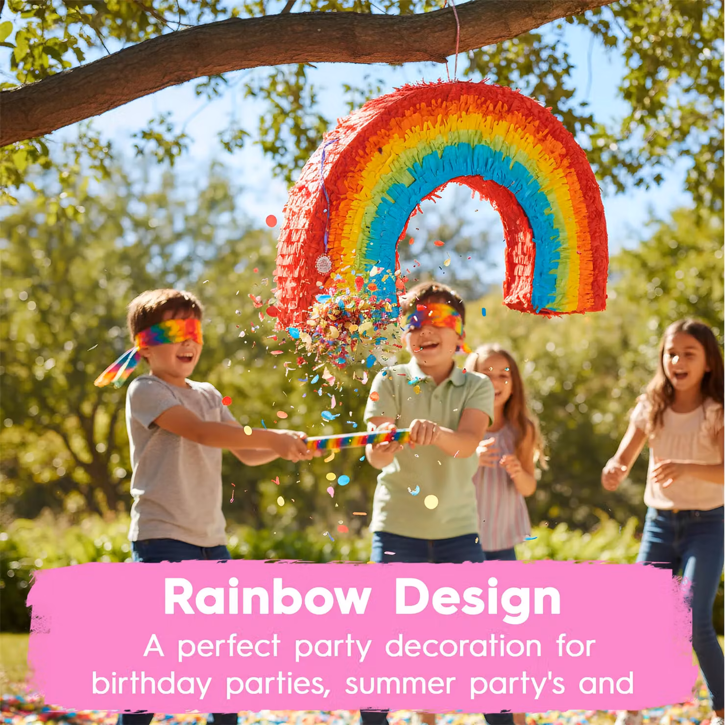 Fax Potato Rainbow Cardboard Pinata, Multicolour, W: 53 cm, D: 9 cm, H: 36 cm – 3