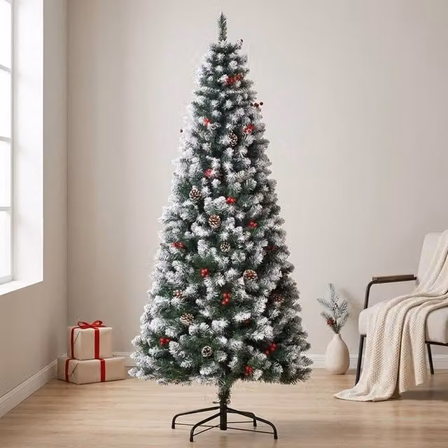 STILVORA Christmas Tree with Berries and Cones, Green and Red, Height: 180 cm