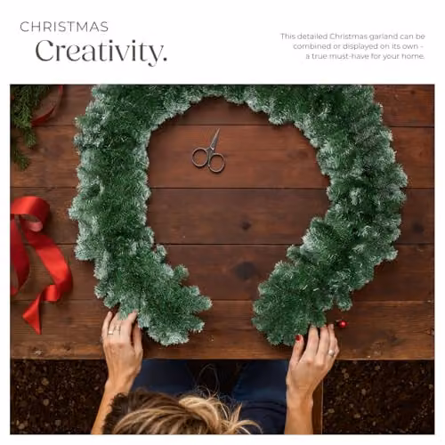tectake Christmas Garland with Frosted Tips and High Volume in Green, 270 cm – 7