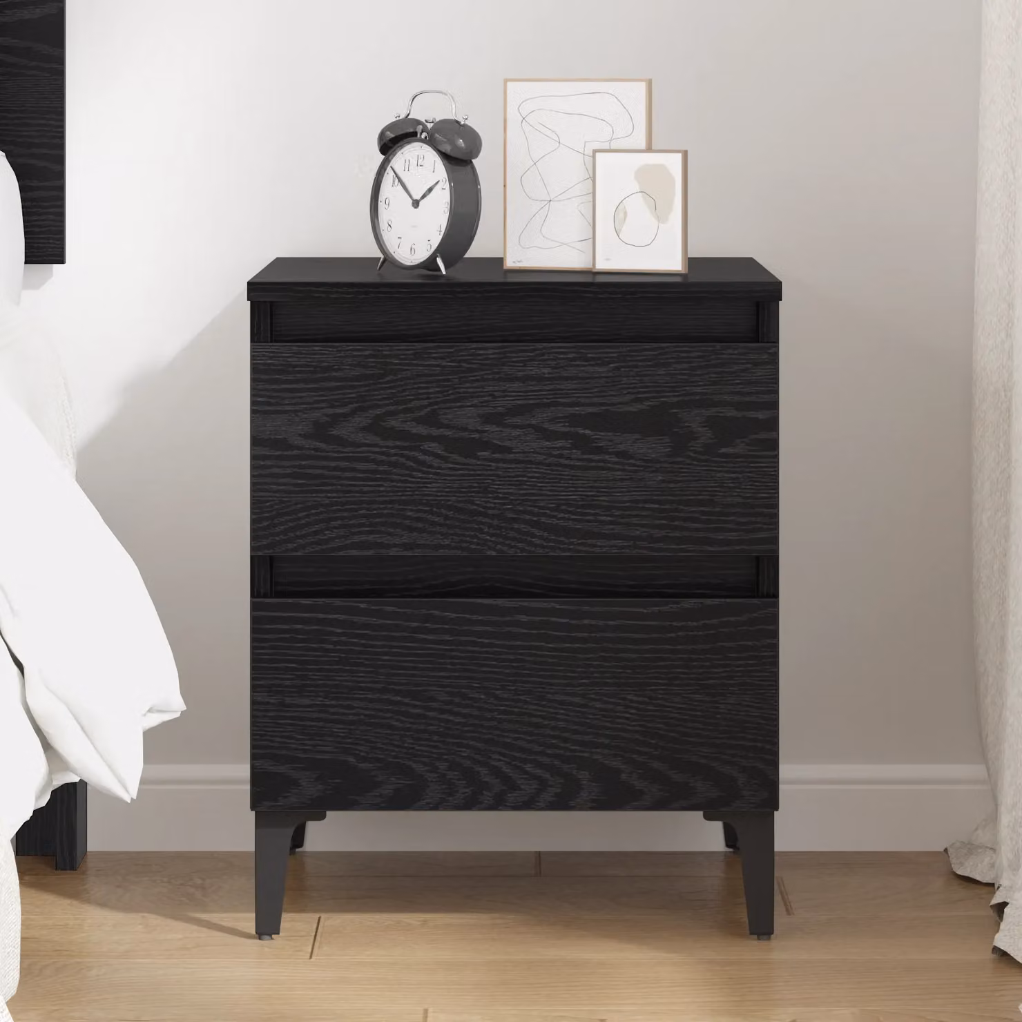 Berkfield Home Bed Cabinet in Black Oak, W: 40 cm, D: 35 cm, H: 50 cm – 4