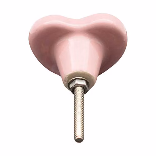 Nicola Spring Polished Ceramic Heart Design Cabinet Knobs, Pink, Pack of 24 – 2