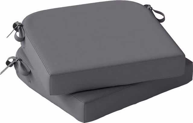 Outsunny Set of 2 Dark Grey Outdoor Chair Seat Cushions with 7cm Thick Foam and Ties