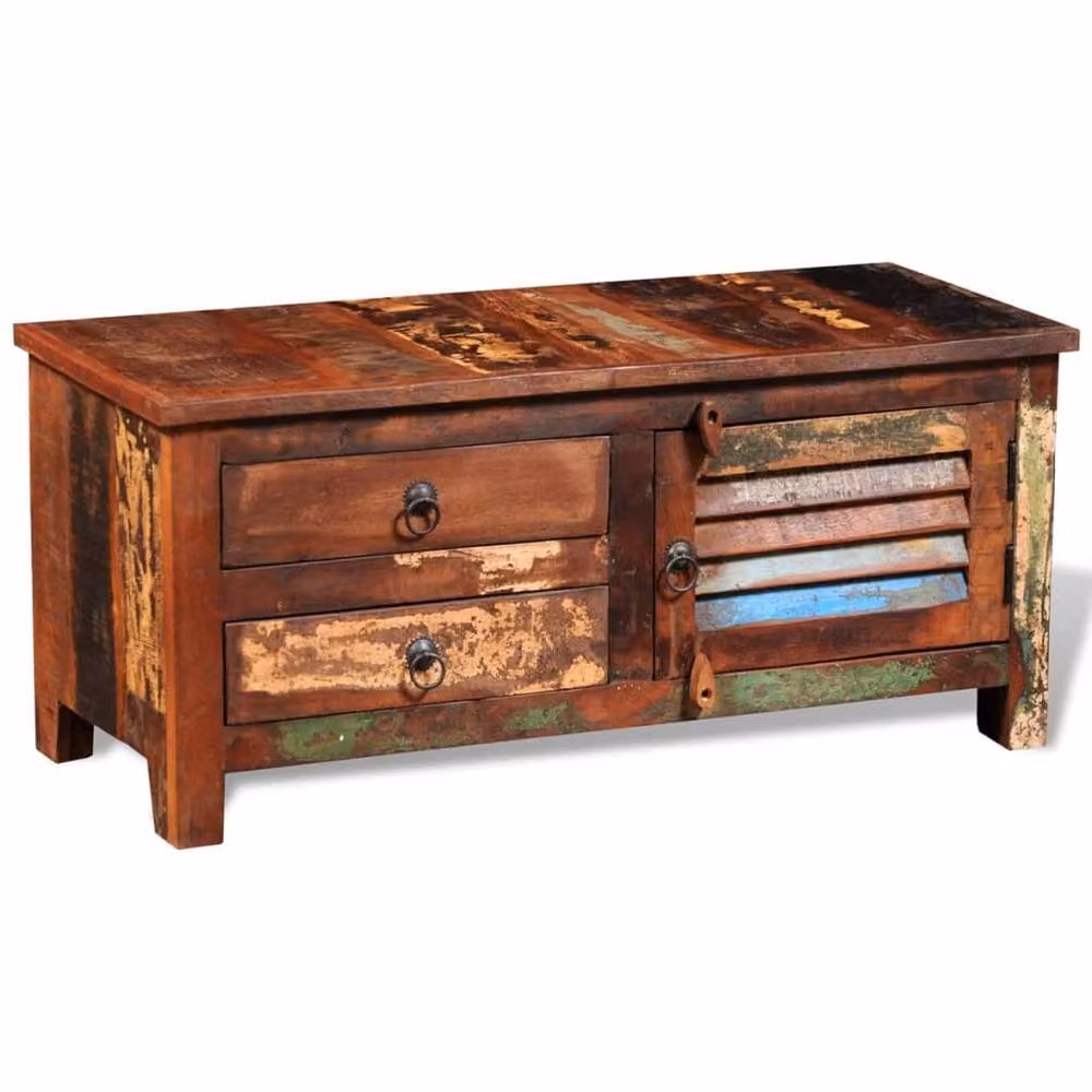 Berkfield Home Reclaimed Solid Wood TV and Hi-Fi Side Cabinet in Brown – 2