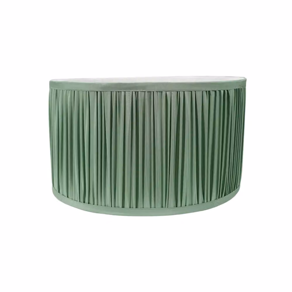ValueLights Jess Green Fabric Ruched Pleated Drum Lampshade with LED Bulb, Width: 25 cm – 2