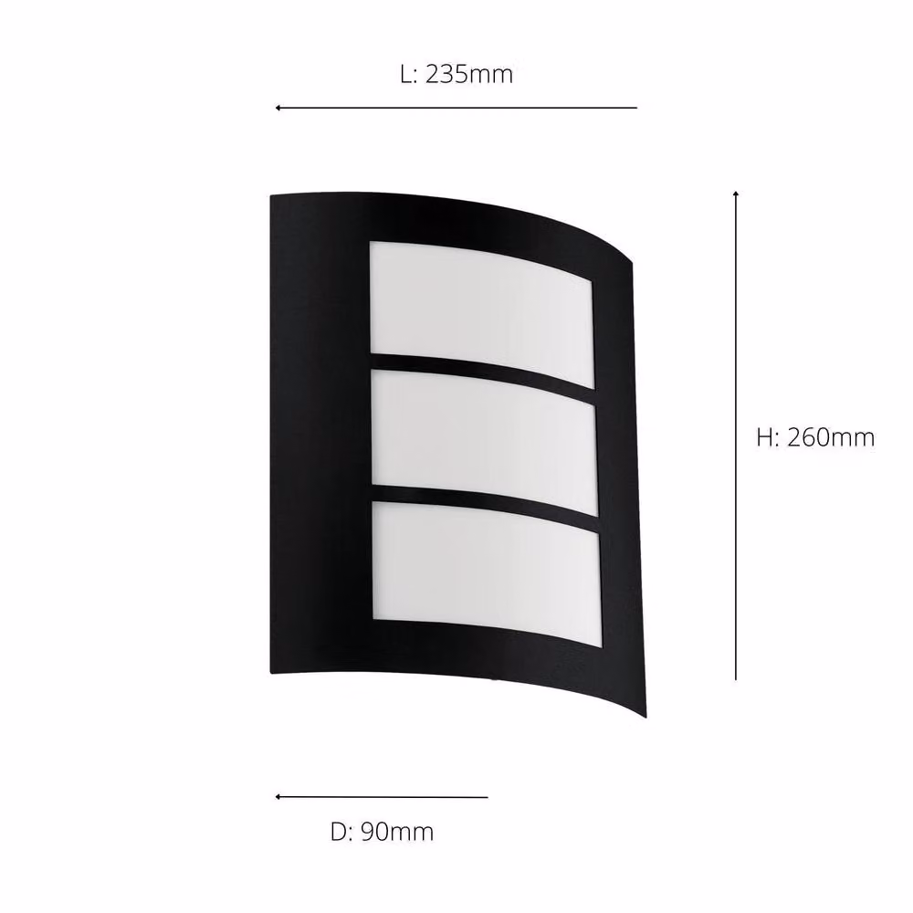 Eglo City IP44 Modern Metal Outdoor Wall Light in Black – 3