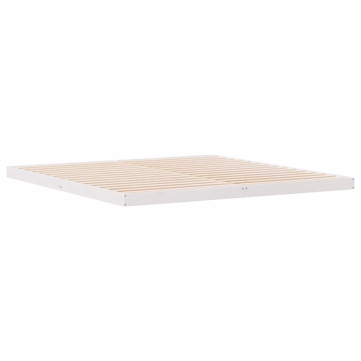 Berkfield Home White Lacquered Solid Pine Floor Bed Frame W/D/H: 180 x 220 cm – 2