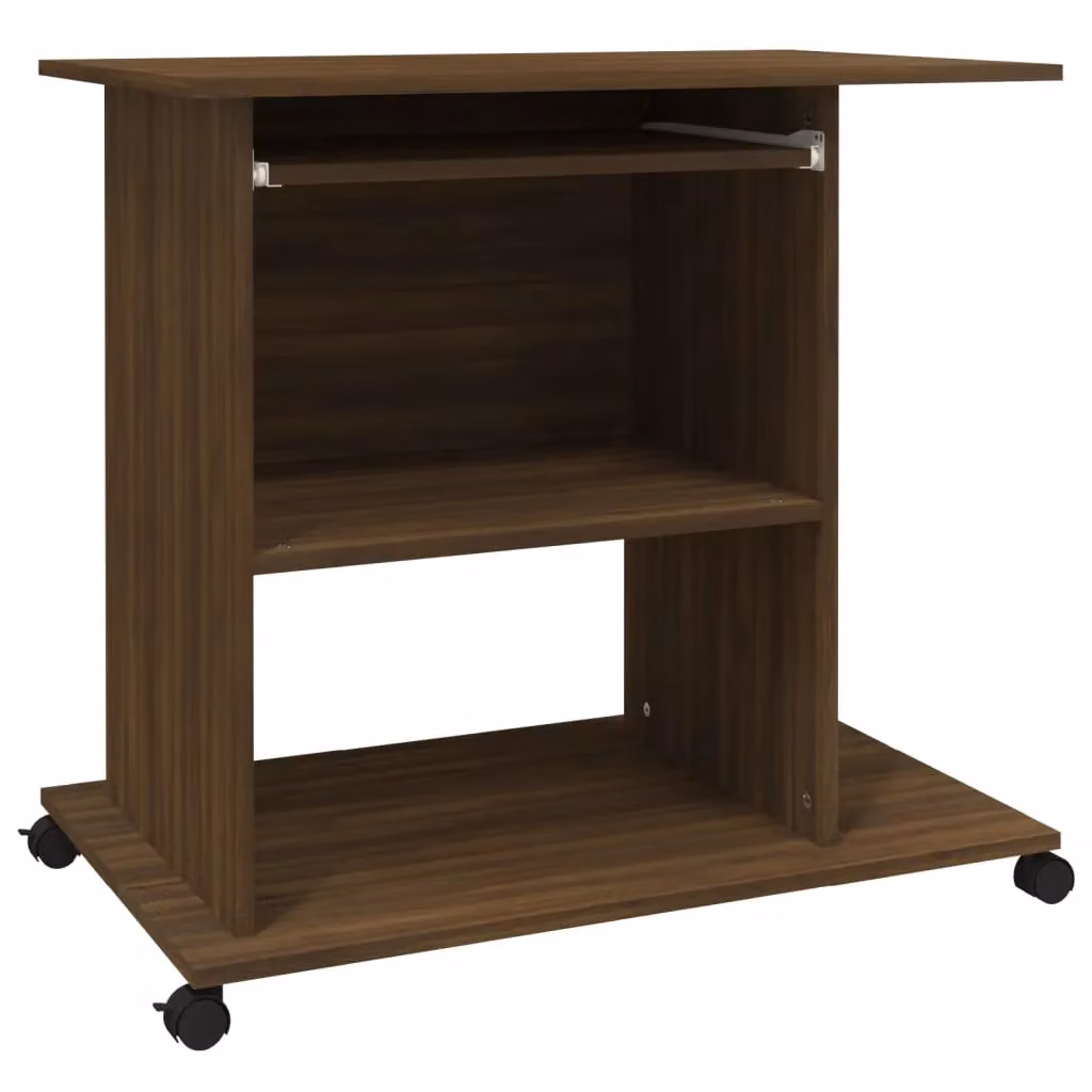 Berkfield Home Modern Computer Desk in Brown Oak, W/D/H: 80 x 50 x 75 cm – 2