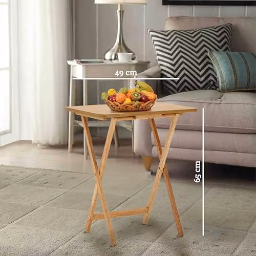 Premier Housewares Folding Rubberwood Snack Table, Brown, W/D/H: 65 x 49 x 39 cm – 3