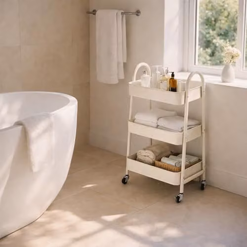 Libbi Lou 3 Tier White Metal Kitchen Trolley on Wheels H 79 x W 44 x D 32 cm – 2