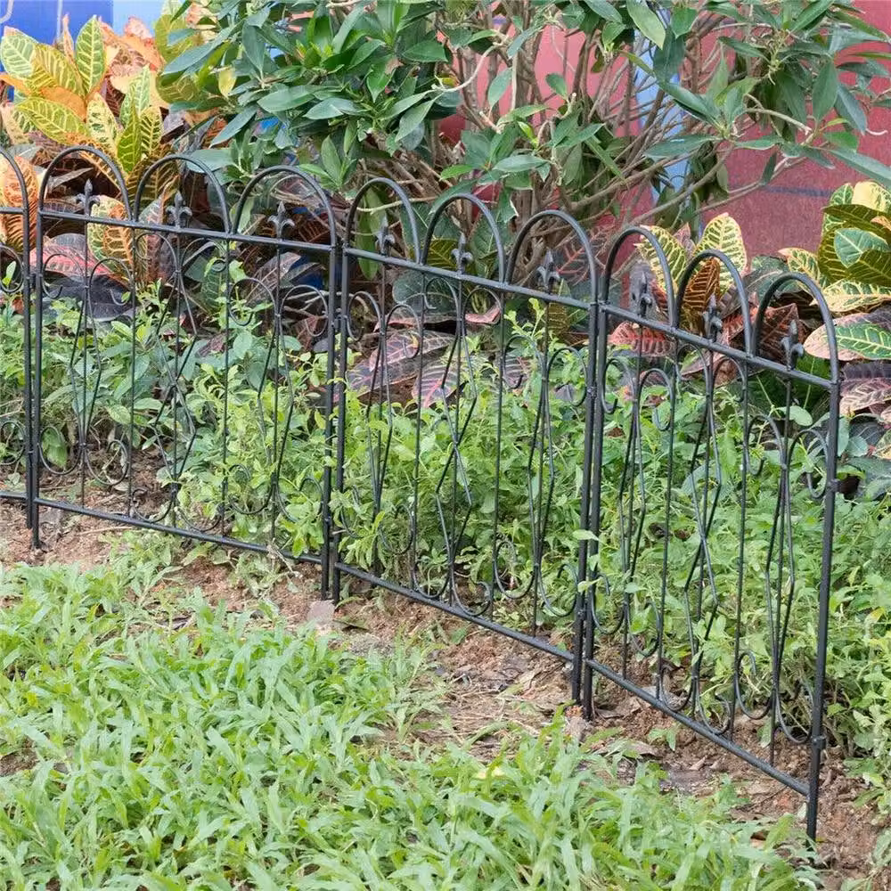 Kelvenix 5 Panel Steel Decorative Garden Fence in Black – 3