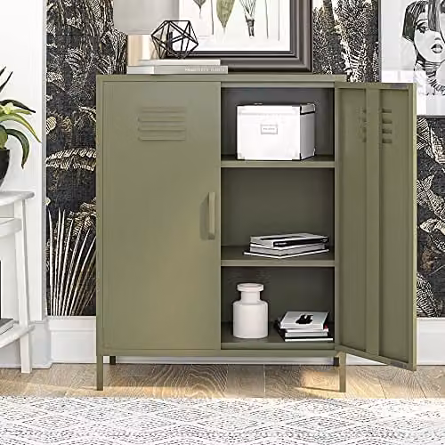 DHP Furniture Bradford 2 Door Metal Storage Cabinet, Green, W/D/H: 101.5 x 40.0 x 80.0 cm – 5