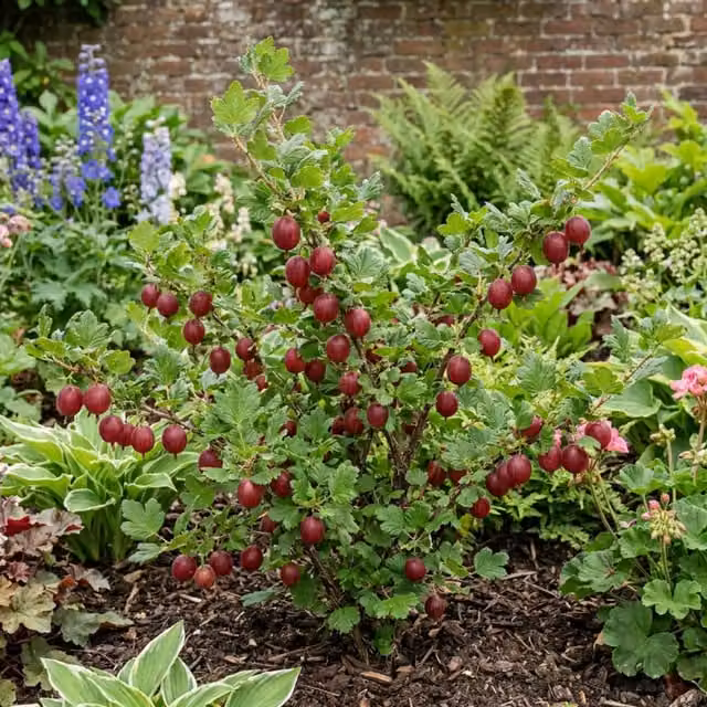 Plants by Post Hinnonmaki Red Gooseberry Fruit Plant, Ruby Red, 2L Pot