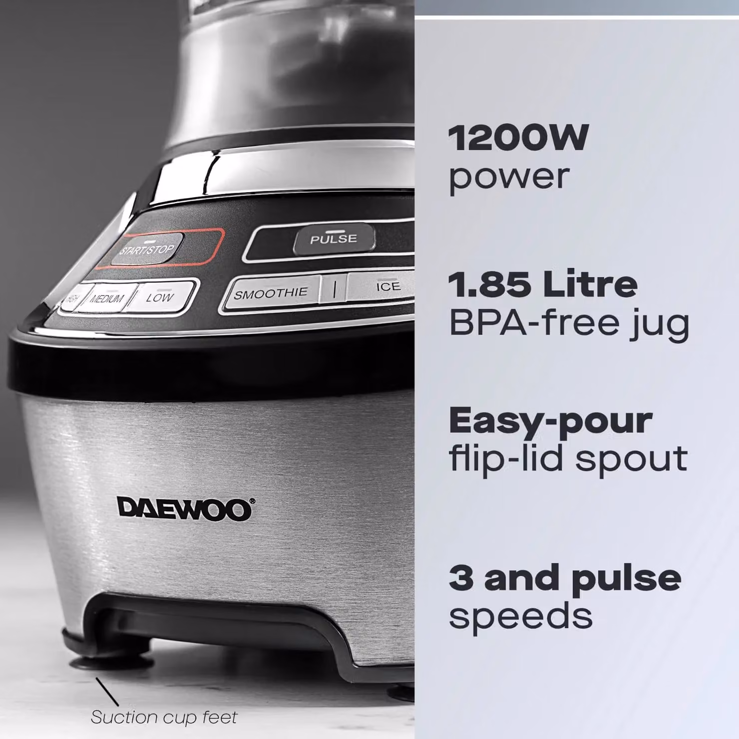 Daewoo Samurai Pro 1200W Smoothie Maker and Ice Crusher with 1.85L Jug, Black, 2L Capacity – 2