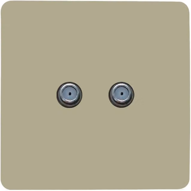 Trendi Switch 2 Gang Male F-Type Satellite Television Flush Socket in Gold