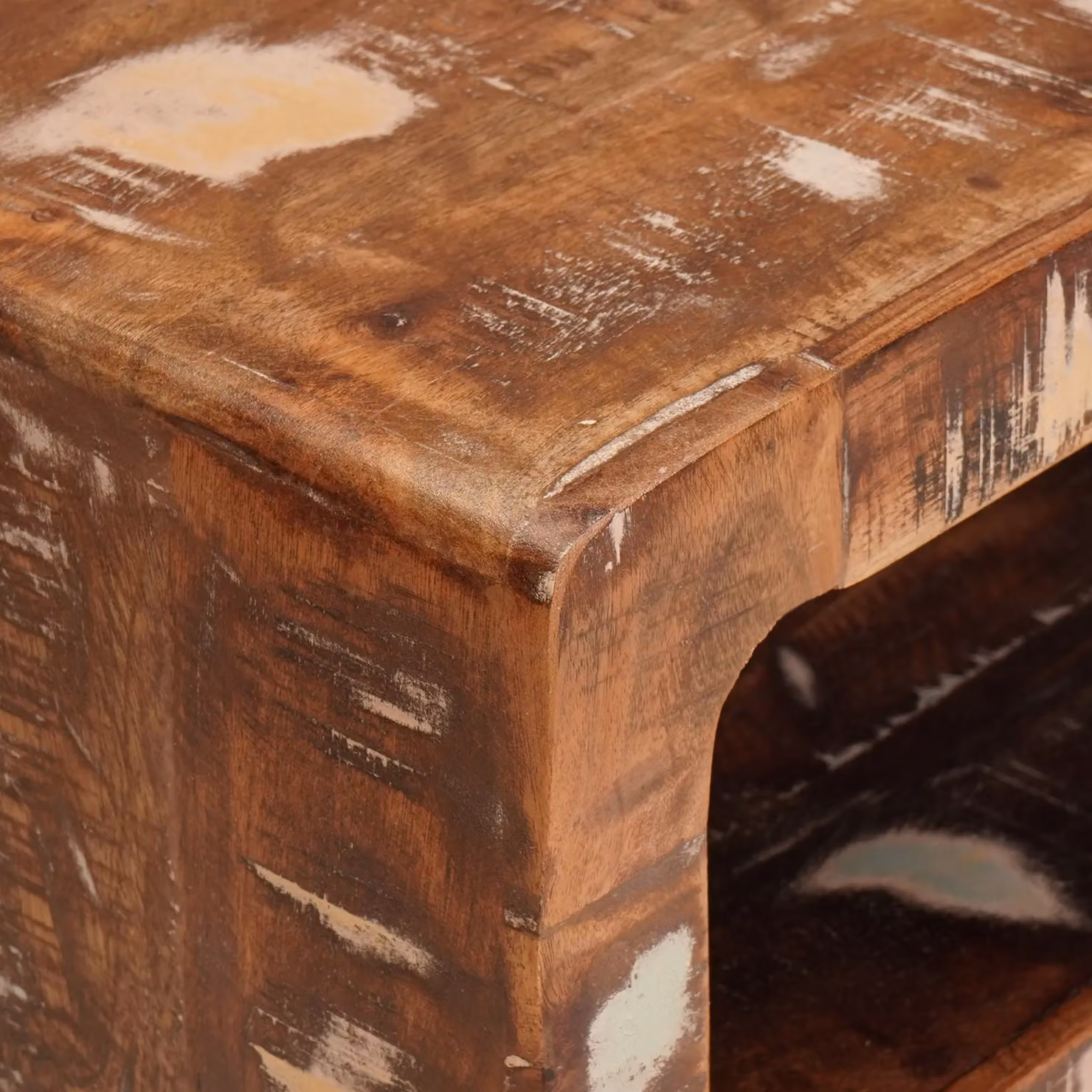 Berkfield Home Multicolour Rectangular End Table with Shelf in Rustic Solid Reclaimed Wood – 5